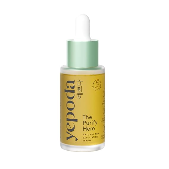 Yepoda The Purify Hero, Natural BHA Exfoliating Serum, Pore-Refining & Clarifying, Vegan Korean Gentle Exfoliant for All Skin Types, 1.01 FL. OZ. (30 mL)