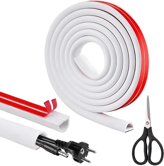 Cable Trunking White,3 Meter Half-Round Wire Covers for Cables