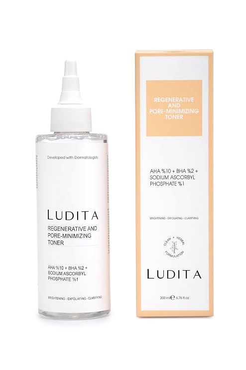 Regenerative and Pore-Minimizing Facial Toner with AHA 10%, BHA 2%, Sodium Ascorbyl Phosphate, Brightening Exfoliating Formula, 6.76 fl oz/200ml