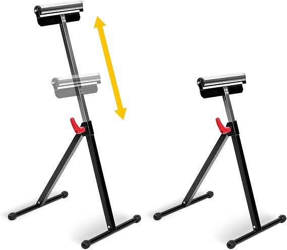Roller Stand, Portable Adjustable Height 26"-44", 135LB Capacity Each, 2Pk | Houseables Roller Stands for Woodworking Outfeed Table Table Saw Extension Outfeed Rollers Support Stand Folding Work