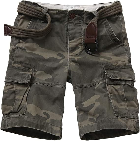 KOCTHOMY Men's Casual Cargo Shorts, Cotton Outdoor Camo Relaxed fit Shorts with Multi Pocket