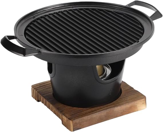 Korean BBQ Grill, Smokeless Non-stick Tabletop Charcoal & Alcohol Portable BBQ Grill for Home, Picnics, Camping & Outdoor Gatherings