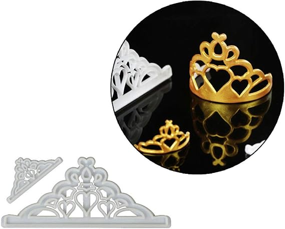 Wixine 2Pcs Crown Chocolate Mold Silicone Mold Fondant Pastry Baking Decor Tools