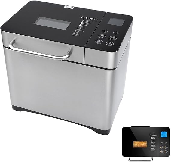 Bread Maker Machine 17-in-1 with Automatic Nut Dispenser, Large Dough Maker with Jam & Yogurt Functions for Homemade Bread Baking