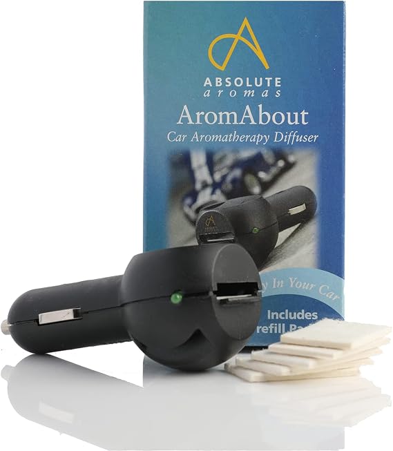 Absolute Aromas Aromabout Car Diffuser, Plastic, Black, 9 x 7 x 2 cm