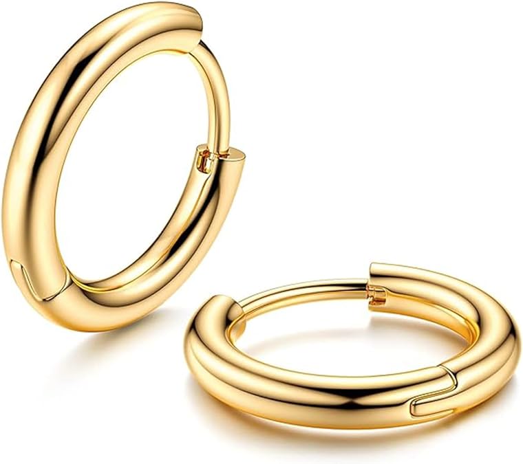 Unisex Surgical Steel Silver Color 12 mm Hoop Earrings