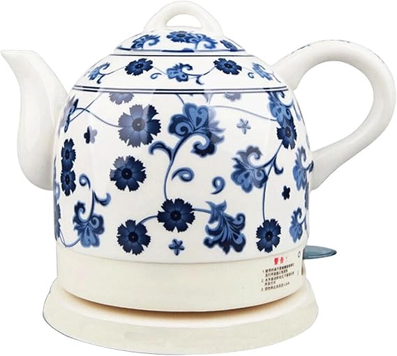 Floral Ceramic Electric Kettle 1L, Retro Cordless Mini 1350W Fast Boil Jug for Tea, Coffee & Soup, Travel Kettles Electric Small with Auto Shut-Off & Boil-Dry Protection(Sunflower)