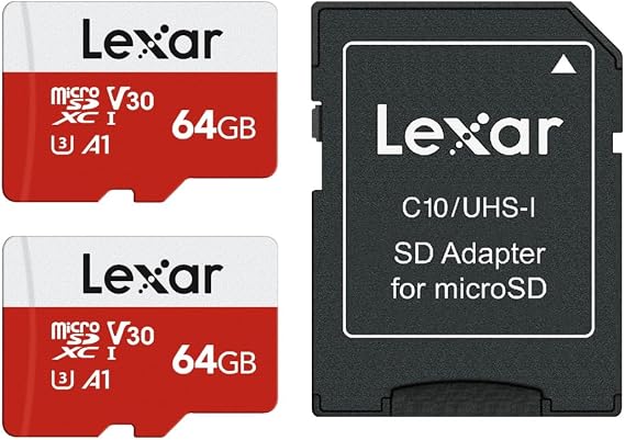 Lexar Micro SD Card 64GB 2 Pack E Series, Up to 100MB/s, microSDXC UHS-I