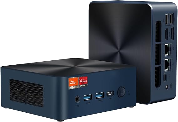 N7P Mini PC, AMD Ryzen 7 7840HS(up to 5.1GHz) 8C/16T, Mini Computer 16GB DDR5 RAM 512GB NVMe PCIE 4.0 SSD, Mini Desktop Computer 4K 60Hz Triple Screen Display WiFi6/BT5.2