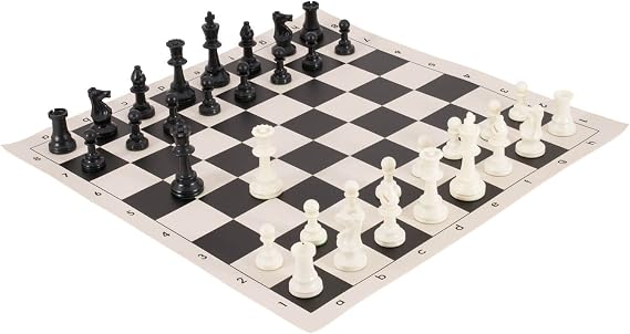 Tournament Chess Pieces and Chess Board Combo - Solid Plastic - by US Chess Federation