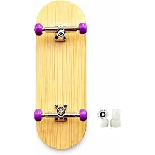 Professional 6-Layer Bamboo Fingerboard Mini Skateboard Complete100x33mm Deck +Axle Washers 34mm Silvery Trucks | Old School 20th Anniversary Edition Purple Ball Wheels