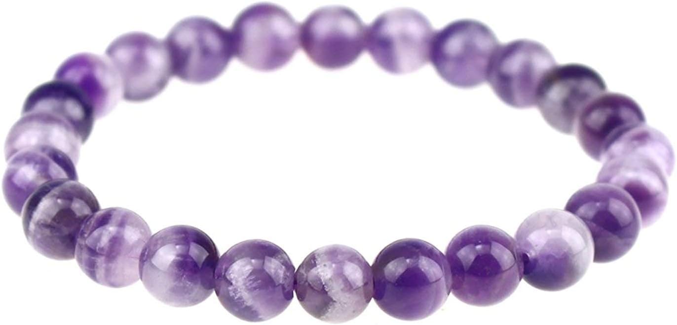Clearain Natural Gemstones Bracelet 8mm Chakra Round Beads Energy Power Crystal Reiki Healing Elastic Stretch 7 Inch for Women Men Unisex