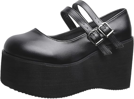 Mary Jane,Chunky Platform Mary Janes Shoes,Women'S Chunky Platform Marys Janes Shoes,Lolita Marys Jane Shoes,Breathable,Double Ankle Straps,For Role Play,Party,Outdoor Occasions