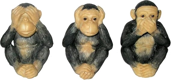 Three Wise Monkeys Hand Painted Figures 8cm See no Hear no Speak no Evil Innocent Monkeys