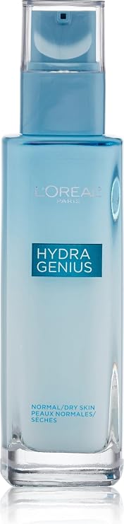 L'Oreal Paris Skincare Hydra Genius Daily Liquid Care Oil-Free Face Moisturizer for Normal to Dry Skin, Hyaluronic Acid Moisturizer for Face with Aloe Water and Hyaluronic Acid, 3.04 fl. oz.