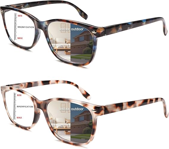 Progressive Multifocal Reading Glasses for Women Photochromic Gray Sunglasses Blue Light Block Stylish Ladies Readers