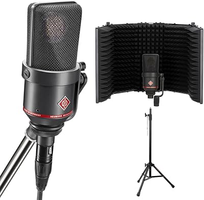 Neumann TLM 170 R Large-Diaphragm Multipattern Condenser Microphone Black Bundle with Auray RF-5P-B Reflection Filter and Reflection Filter Tripod Mic Stand
