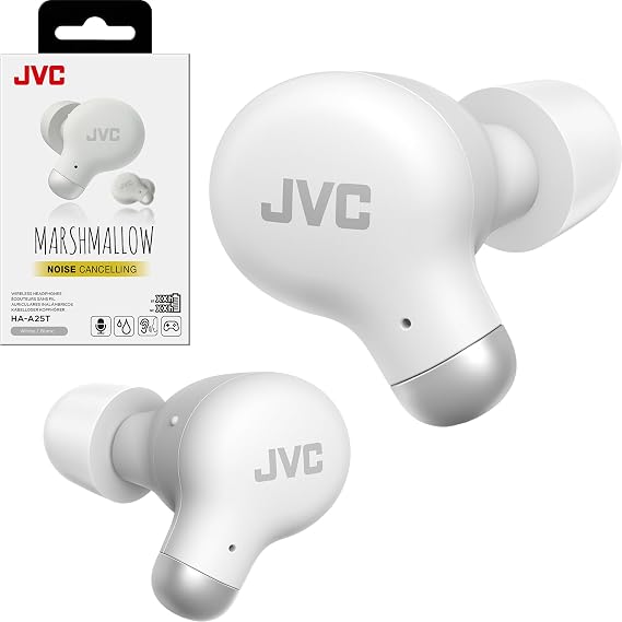 JVC Active Noise Cancelling True Wireless Earbuds - Bluetooth 5.3 with ANC - Comfortable Fit with S/M/L Silicon & Memory Foam Earpieces - IPX4 Water Resistant - 28 Hrs Playback - Compact Charging Case