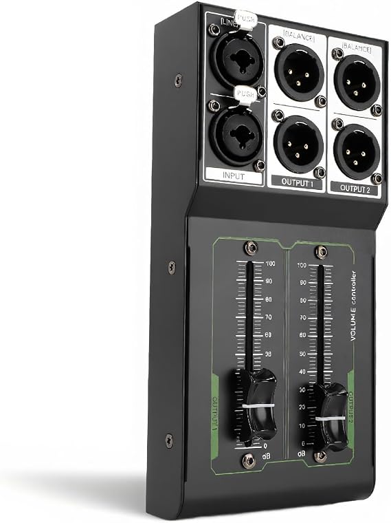 Passive Volume Controller, Stereo Studio Controller, 1 Input 2 Output, Lossless Volume Adjustment, for Studio and Home Audio System, Plug and Play