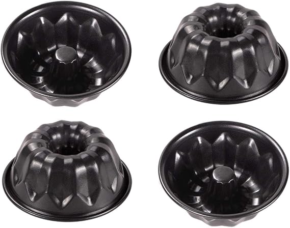 Webake 4 Inch Mini Fluted Tube Pans Nonstick Bakeware Set of 4, Angel Food Cake, Kugelhopf, Brownie