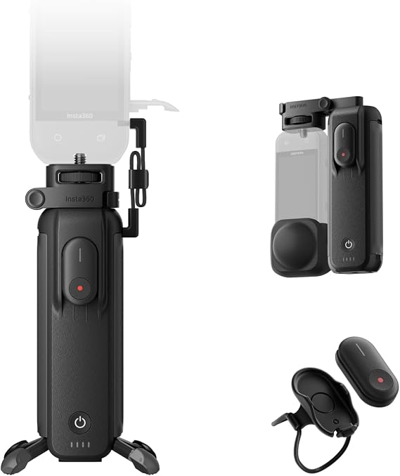Insta360 FOMO Power Handle with 6100mAh Battery, Mini Remote, Foldable Quadpod, Pre-Recording Support for X5, X4, X3, X4 Air, Travel Vlogging, Outdoor Adventures, Group Photos