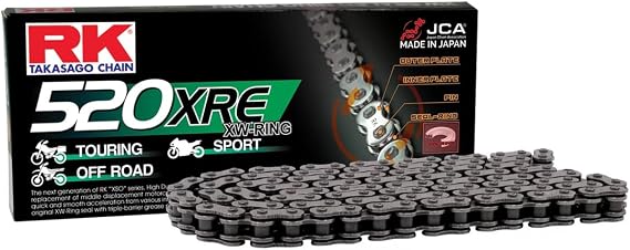 RK Racing Chain 520XRE-114 Steel 114 Link XW-Ring Chain with Connecting Link