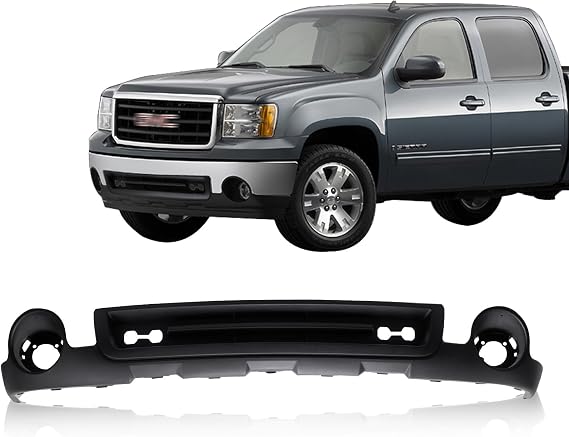 CarPartsDepot Front Bumper Deflector Lower Valance With Fog Lamp Hole Compatible With 2007-2013 GMC Sierra 1500 15131299 GM1015100