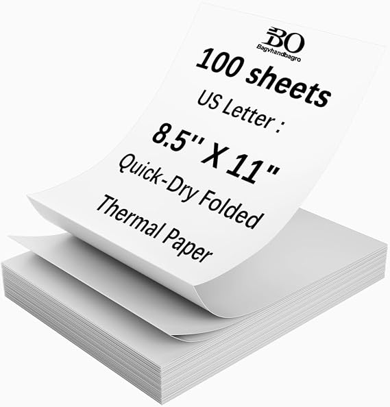 Thermal Paper 8.5 x 11 Inch for Portable Printers, 100PCS US Letter Size