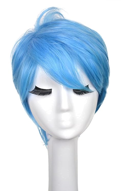 yuehong Short Blue Mens Anime Cosplay Wig Party Funny Costume