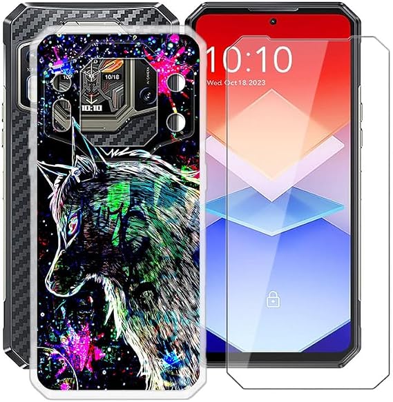 Phone Case + Screen Protector for Oukitel WP30 Pro (6.78"), Ultra Thin Shockproof Soft Silicone Clear Cover for Oukitel WP30 Pro Case with Tempered Glass - Graffiti Beast