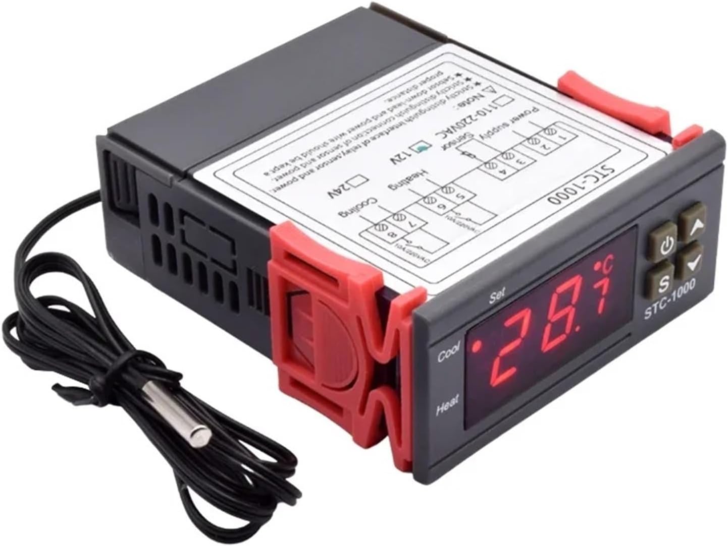 STC-1000 LED Digital Temperature Controller Thermostat Incubator Aquarium Thermoregulator 10A Heating Cooling Relay AC220V DC12V  Color : STC-1000 DC 12V