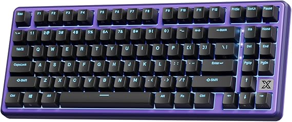 RK ROYAL KLUDGE X87 Mechanical Keyboard 75% Wired Keyboard Gaming with 86 Keys, Gasket Mount, Ice-Blue Backlight, Purple Shell Design, Software Support, Hot-Swappable Creamy Switch Black