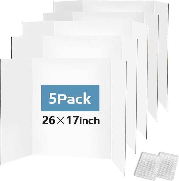Trifold Poster Board, 5 Pack 26x17 Inch Presentation Board