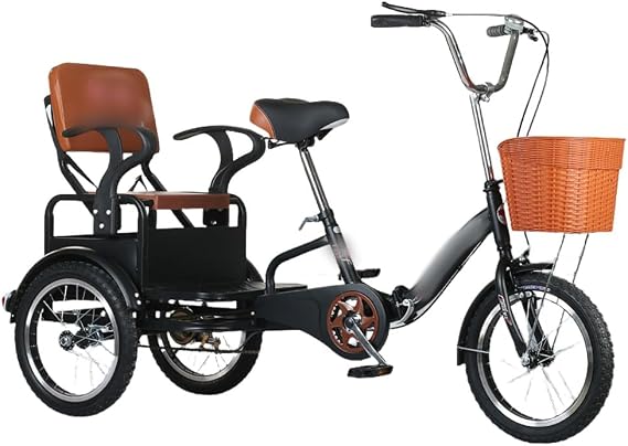 Adult Tricycle, Pedal Bicycle for Elderly, Load Capacity 440.5 lbs 200 kg, 3 Wheeled Cruiser Bike, Folding Tricycle with Basket for Adults, Large Basket Included, For Recreation, Shopping