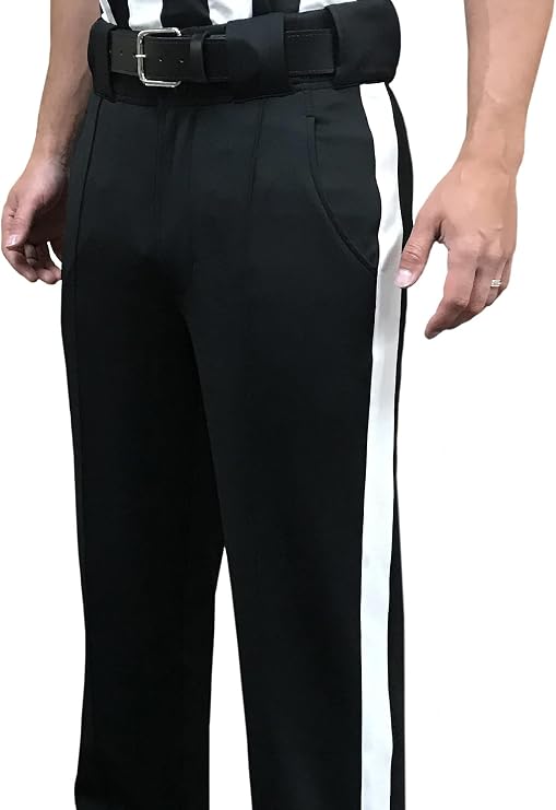 Smitty | FBS-185 | Warm Weather Football Referee Pants | NEW 'Tapered Fit | 1 1/4" White Stripe | Official's Choice!