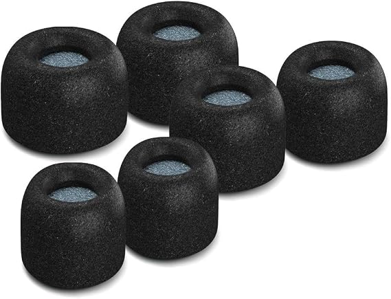 Comply Memory Foam Replacement Ear Tips, Black (S/M/L) (3 Pairs)