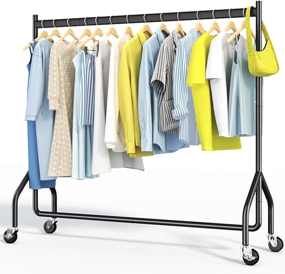 HOKEEPER Heavy Duty Rolling Clothes Rack with 136kg Load Capacity, Industrial Clothing Rail for Home Closet, Laundry Room & Boutique Display - Width 152cm