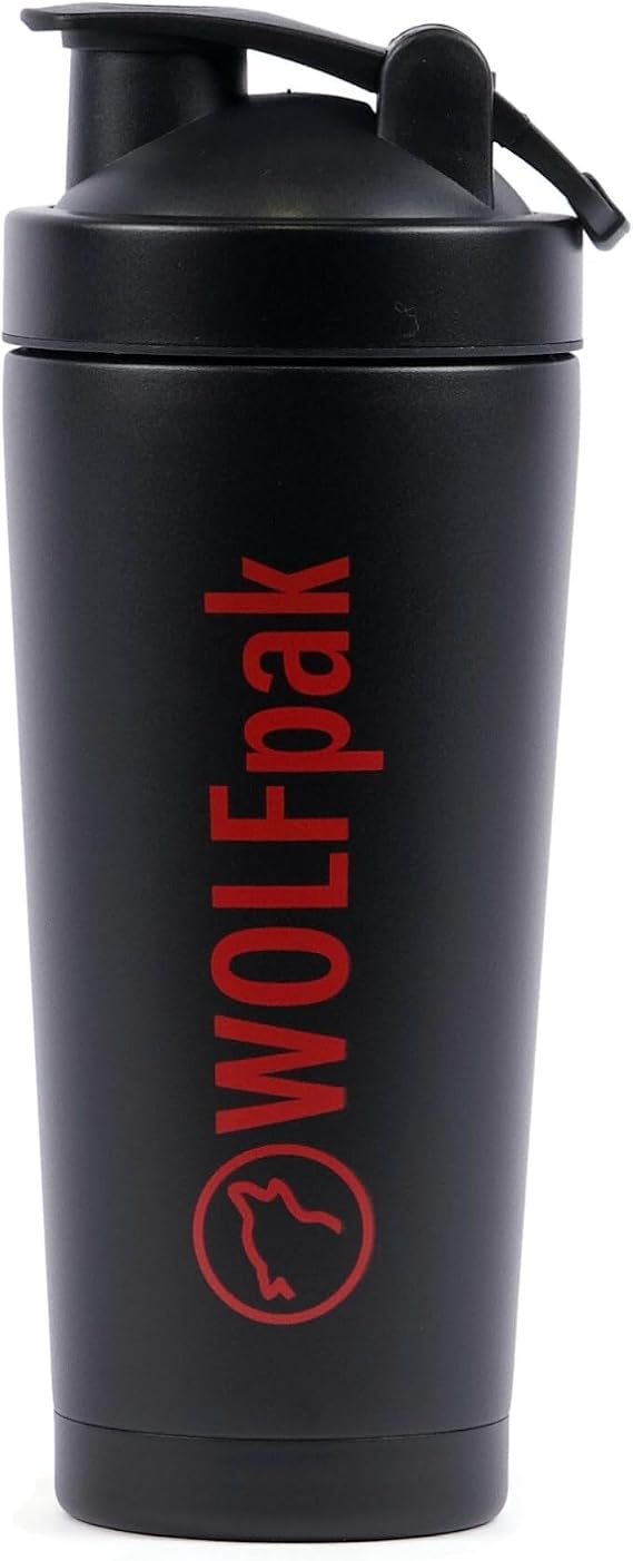 WOLFpak Stainless Shaker Bottle - Double Walled (Alpha Black Savage Red)