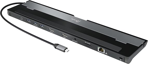 j5create USB-C Dual HDMI Docking Station (10-in-1), 4K + 1080p Dual HDMI