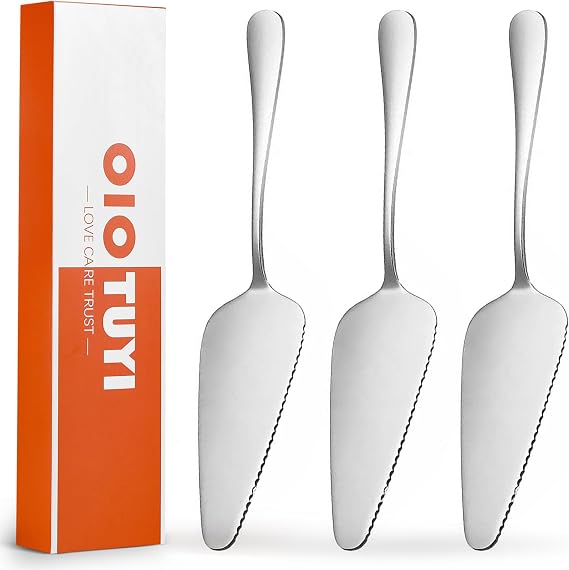 3 Piece Stainless Steel Cake Server and Cake Scoop Set Ideal for Kitchen Restaurants and Parties Includes Lasagna Server Cake Knife