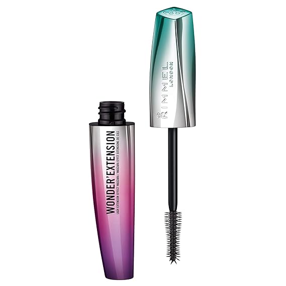Rimmel Wonder'Extension Mascara, Lengthens, No Clumps, Smudge-Proof, 003, Extreme Black, 0.37oz