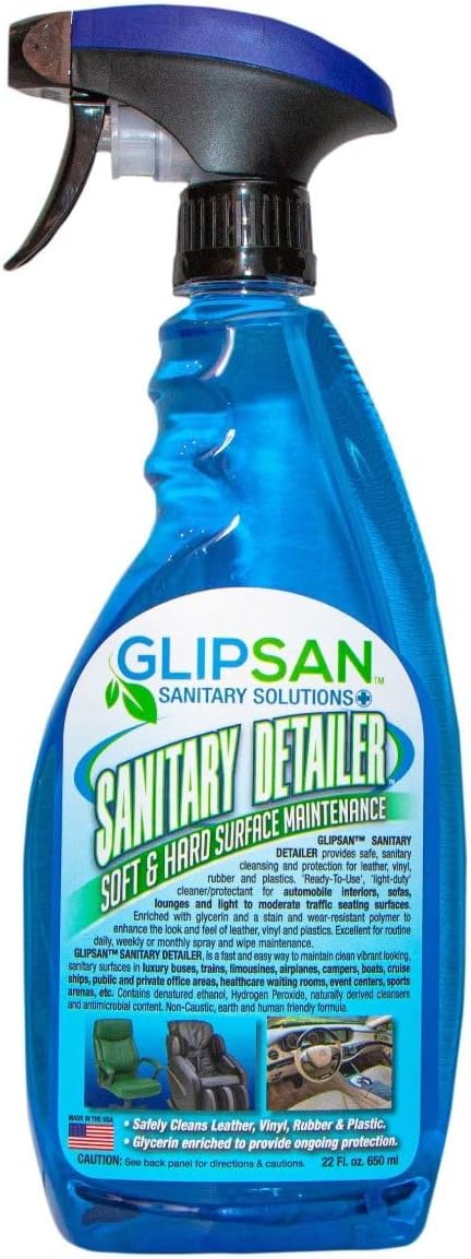 Glipsan Spray and Wipe Detailer, Soft & Hard Surface Maintenance, for Leather, Vinyl, Rubber and Plastics, 22 Fl Oz