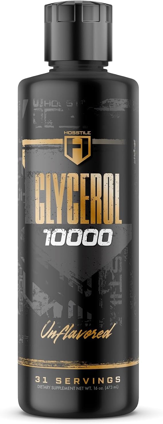 HOSSTILE Liquid Glycerol Pump Supplement 10,000 mg Glycerol for Hydration, Endurance & Muscle Fullness | Pre-Workout Pump Booster, Unflavored, 31 Servings (16 fl. Oz.)