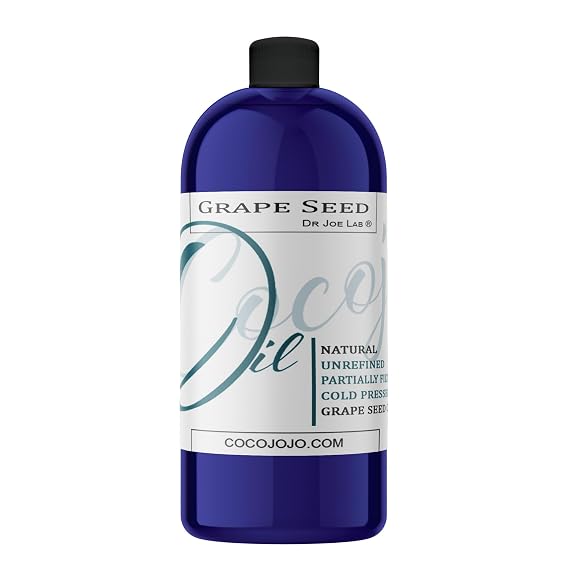 Grape Seed Oil, Pure Natural Cold Pressed Unrefined Extra Virgin Grapeseed Oil Partially Filtered - for Hair Skin Body Nail and Beard. 32 oz - Moisturizing, Soothing, Hydrating, Nourishing