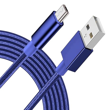 Braided USB Cable Charging Cord/Charger Power Lead Wire Compatible with Aerb Electric Candle Lighter/Blue / (1m / 3.3ft)