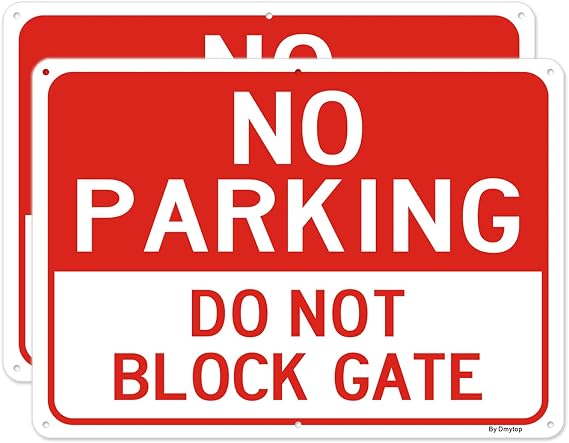 2 Pack No Parking Sign, Do Not Block Gate Signs, 14 x 10 Inches Reflective Rust-Free Aluminum, Easy Mounting, Durable Ink, UV Protected