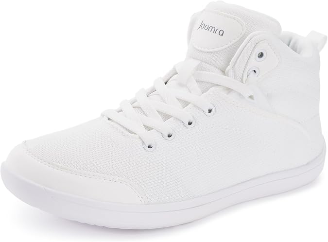 Joomra Women's High Top Shoes Size 7W 7 Minimalist Winter Barefoot Zero Drop Wide Toe Box Width Fashion Casual Walking Tennis Sneakers Ankle White 38