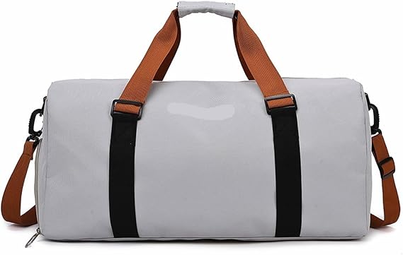 Gym Fitness Bag Fixable Yoga Mat Sports Duffel Outdoor Hiking Camping Handbag Large Luggage Portable Travel Bag for Women Men(Gray)
