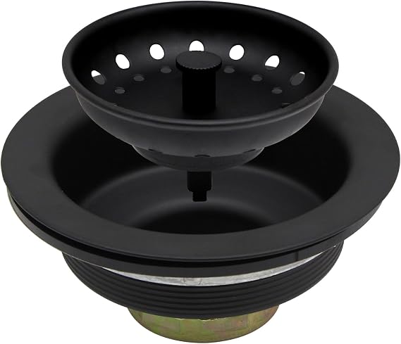 ZM Black Kitchen Sink Strainer Basket, Stainless Steel Drain Stopper