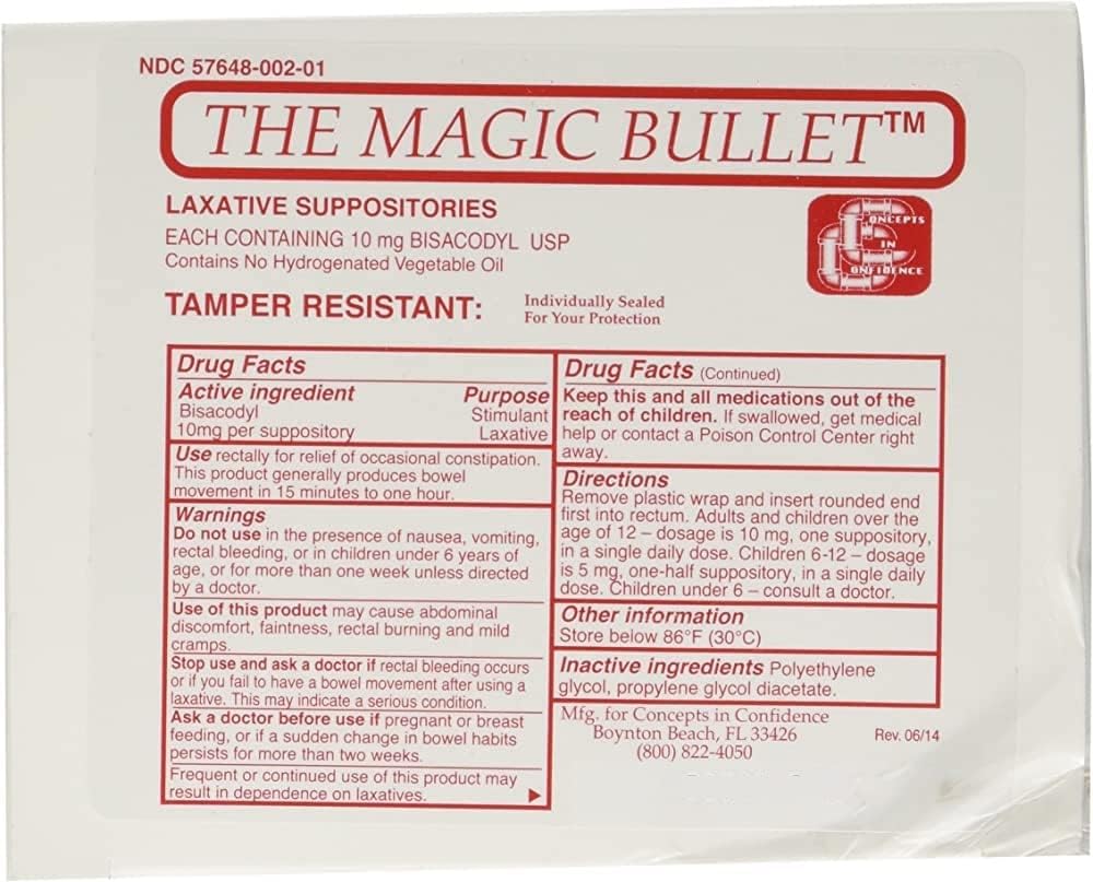 The Magic Bullet Suppositories - 4Sleeves of 5 Total of 20